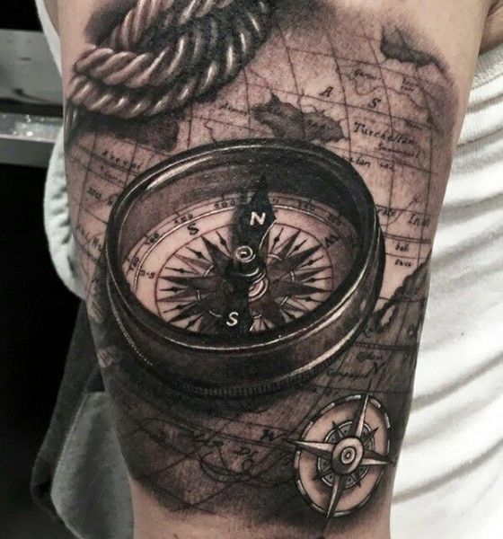 3D Compass Tattoo