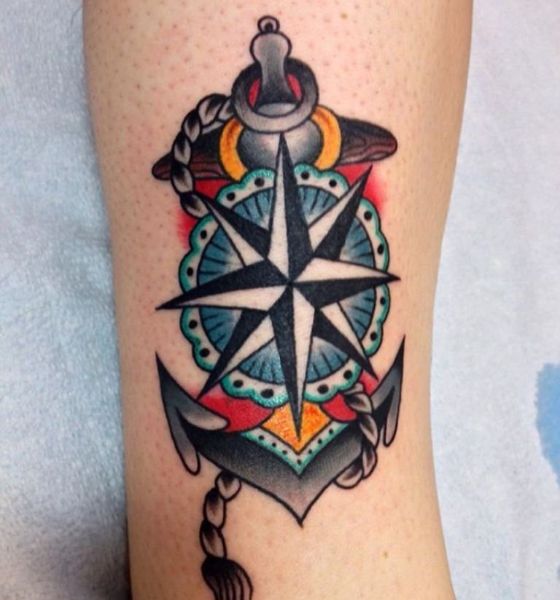 American Traditional Compass Tattoo