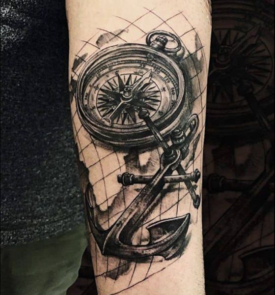 Anchor Compass Tattoo Design