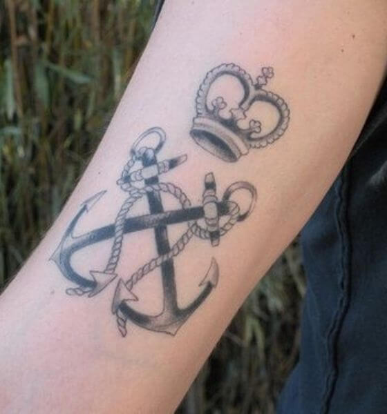 Anchor with Crown Tattoo Design