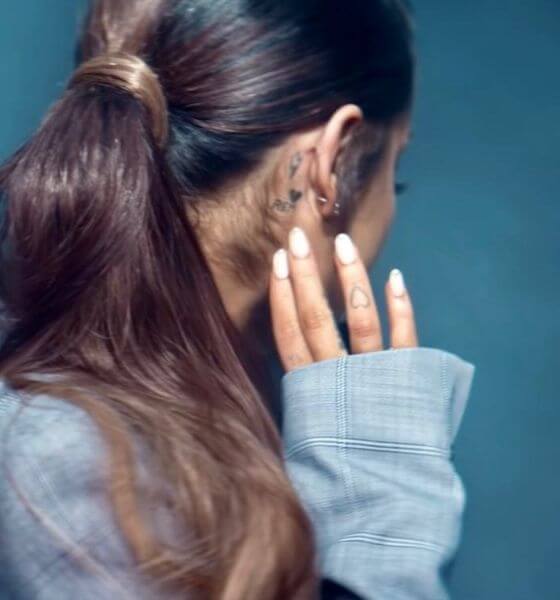 Ariana Grande Behind the Ear Lightning Tattoo