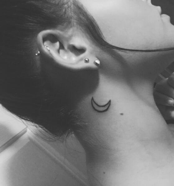 Ariana's Crescent Moon Neck Tattoo