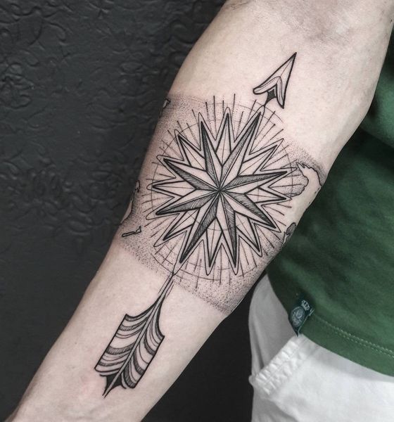 Arrow and Compass Tattoo