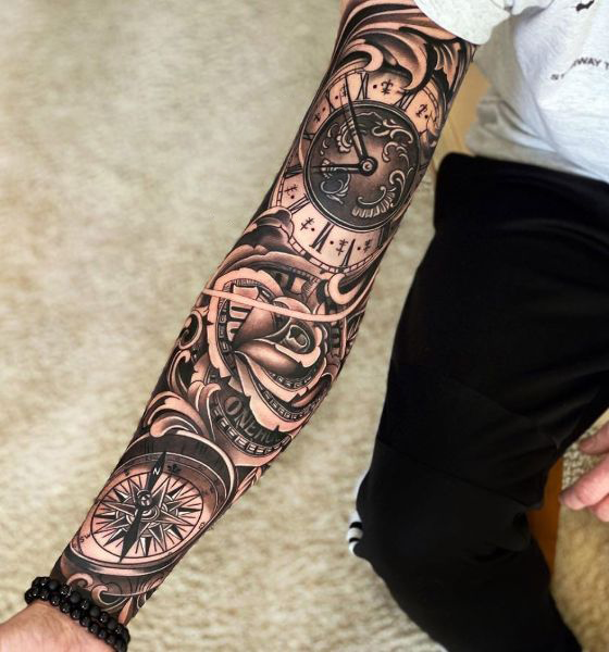 Best Compass Tattoo on Sleeve