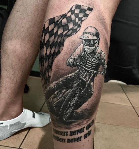 Bike Rider Tattoo on Calf