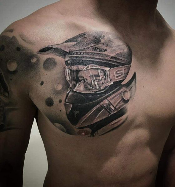 Bike Rider Tattoo on Chest