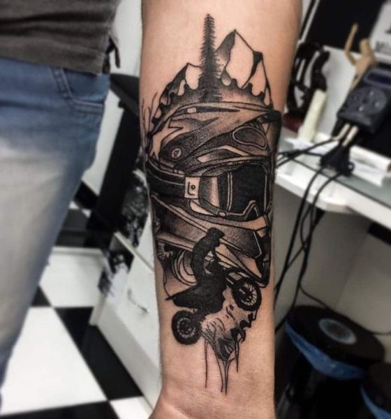 Bike Rider Tattoo on Forearm