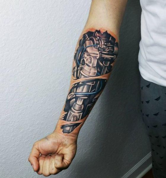 Biomechanic Tattoo on Forearm