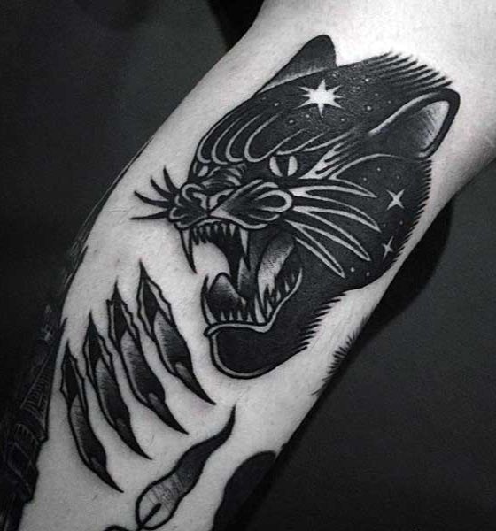 Black Panther Paw Tattoo Design