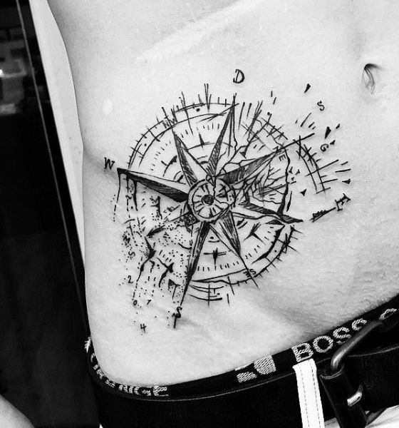 Broken Compass Tattoo for Men