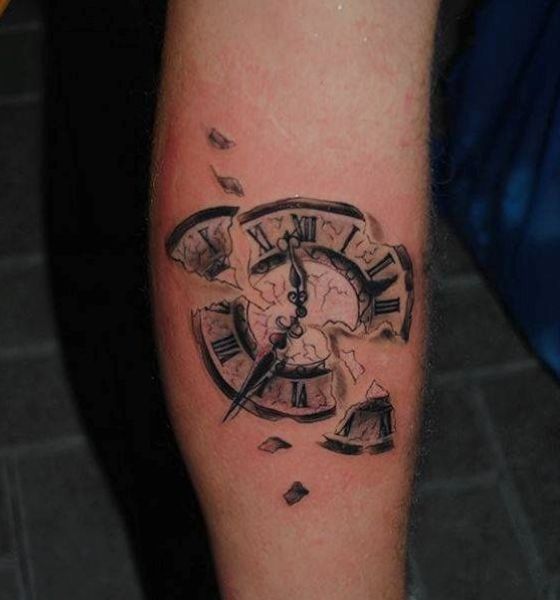 Broken Compass Tattoo on Arm