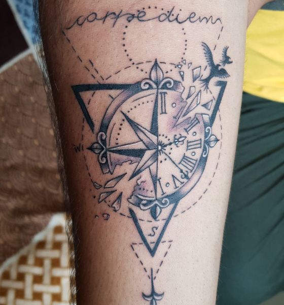 Broken Compass Tattoo