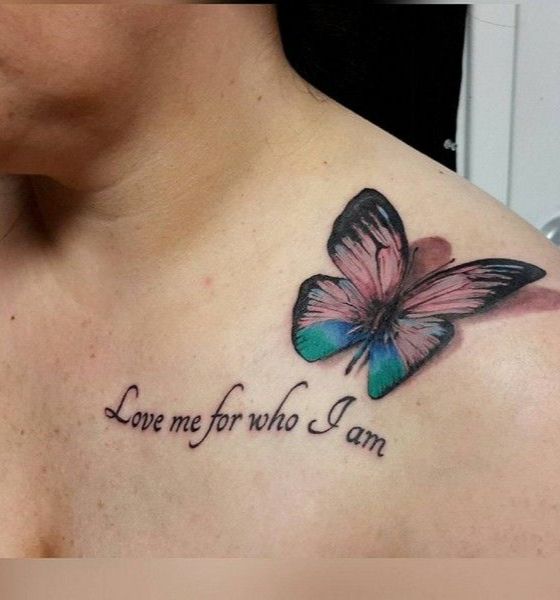 Butterfly Collarbone Tattoo