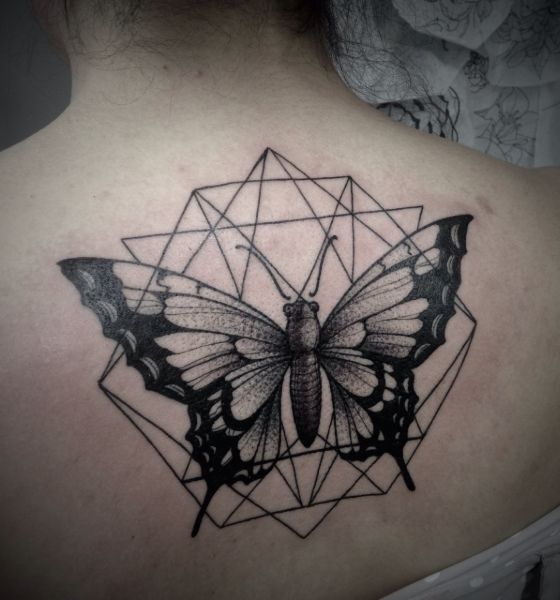 Butterfly Geometric Tattoo for Women