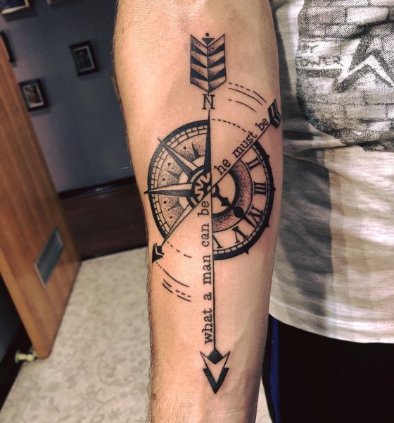Clock Compass Tattoo Designs