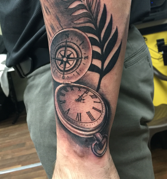 Clock Compass Tattoo