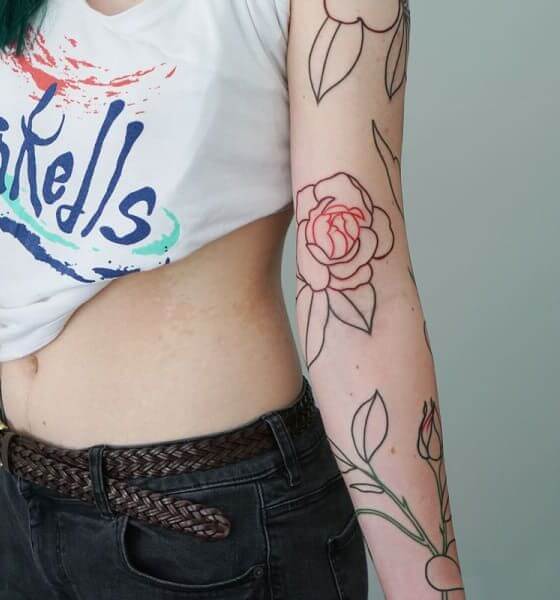 Colorful Outline Tattoo on Sleeve