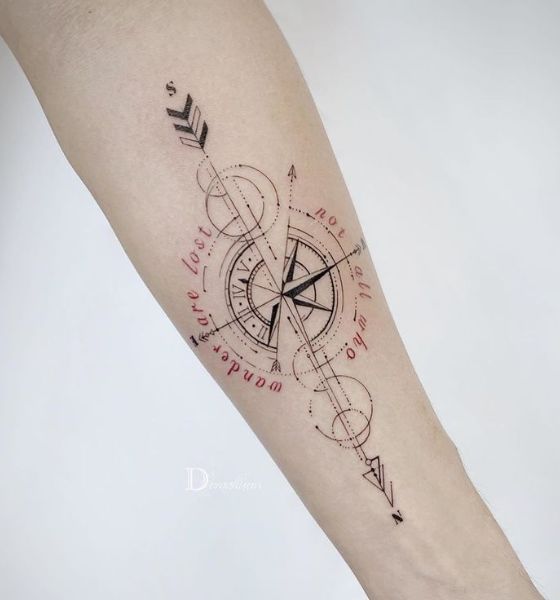 Compass Astro Tattoo on Forearm