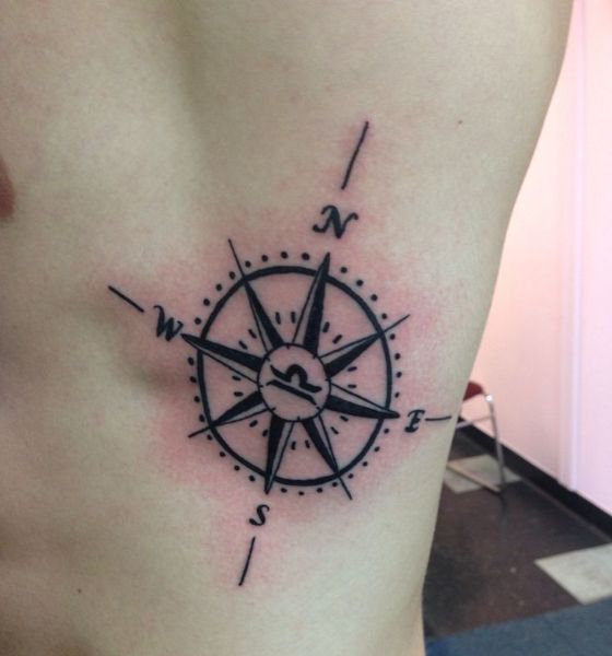 Compass Astro Tattoo on Rib