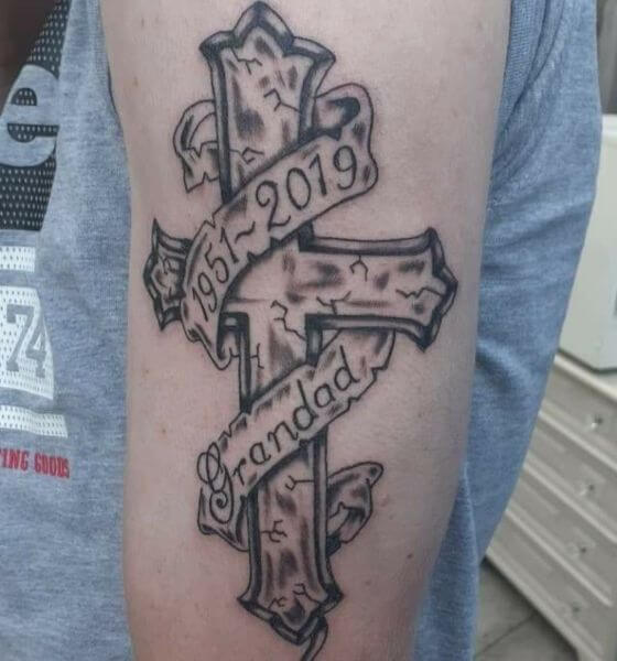 Cross Memorial Tattoo Design