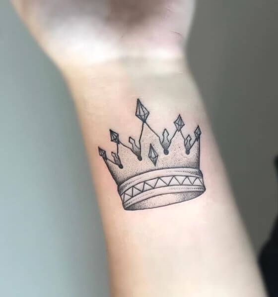 Crown Outline Tattoo on Wrist