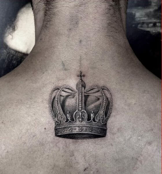 Crown Tattoo on Back for Men