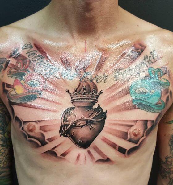 Crown Tattoo on top of Heart