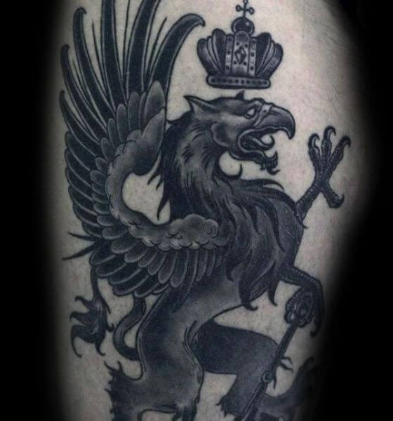 Crown and Dragon Tattoo Design