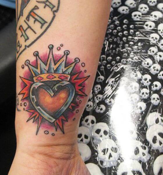 Crown on top of Heart Tattoo