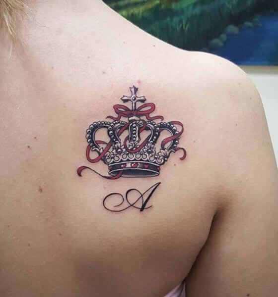 Crown with Name Tattoo Design