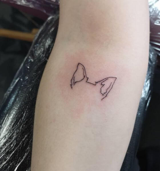 Dog Ear Outline Tattoo