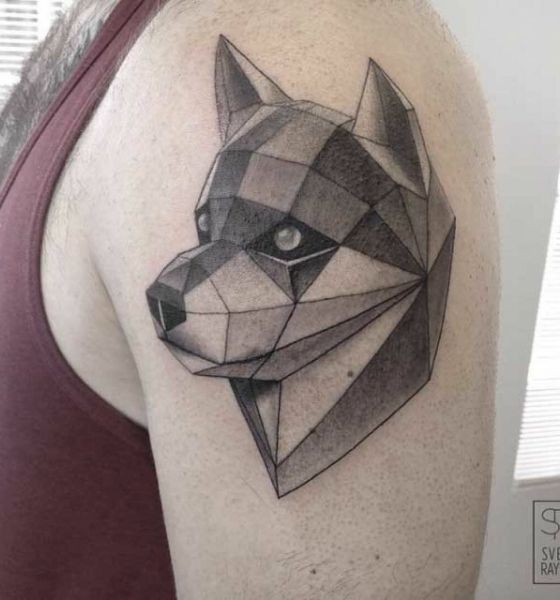 Dog Head Geometric Tattoo