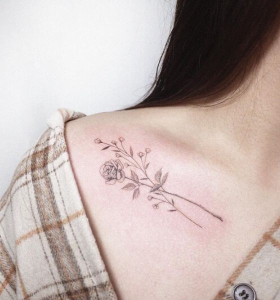 Floral Tattoo on Collarbone