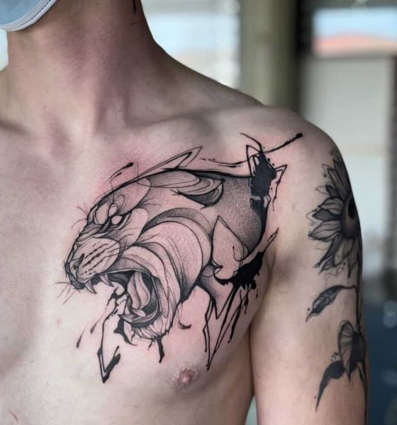 Geometric Black Panther Tattoo