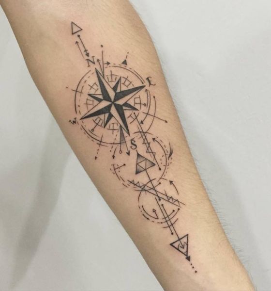 Geometric Compass Tattoo on Hand