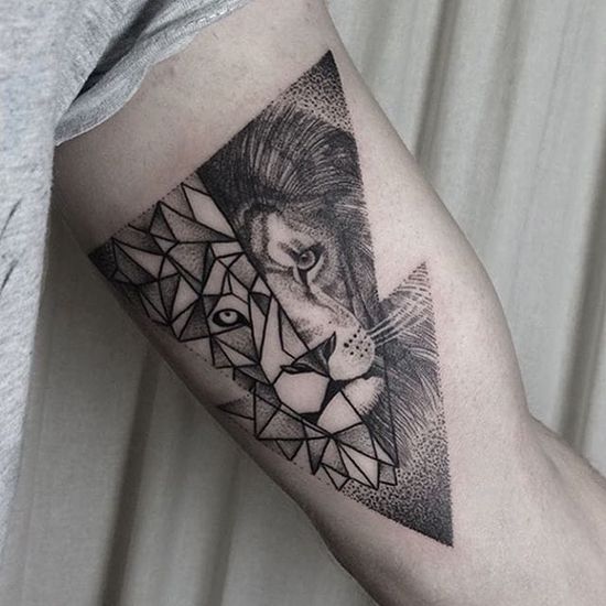 Geometric Lion Tattoo Design
