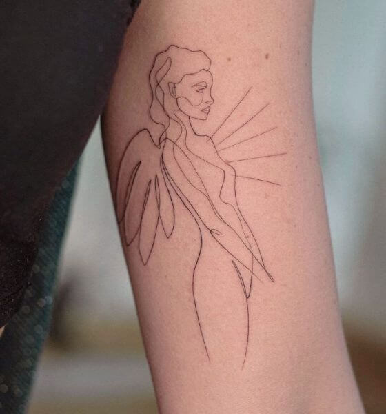 Guardian Angel Outline Tattoo