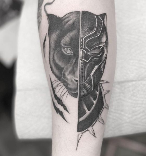 Half Black Panther Tattoo Designs