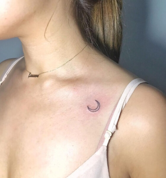 Half Moon Collarbone Tattoo