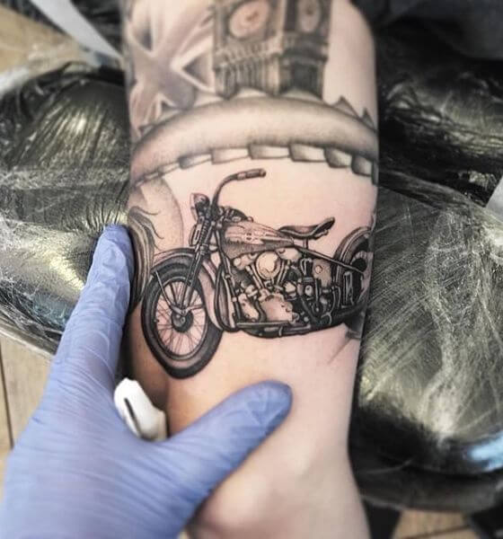 Harley-Davidson Bike Tattoo on Arm