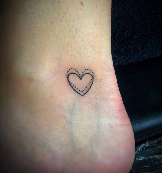 Heart Outline Tattoo on Ankle