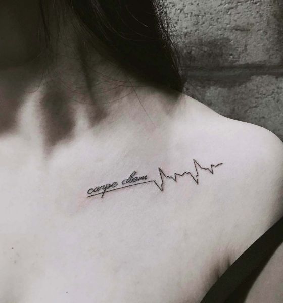 Heartbeat Collarbone Tattoo