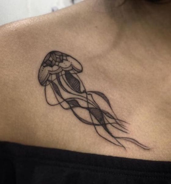 Jellyfish Collar Bone Tattoo