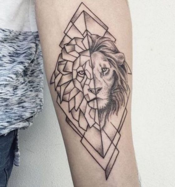Lion Geometric Tattoo
