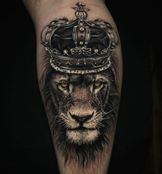 Lion wearing Crown Tattoo