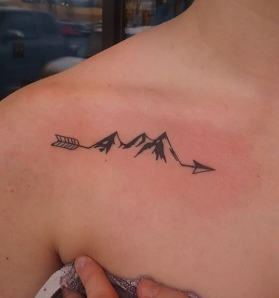 Mountain Tattoo on Collarbone