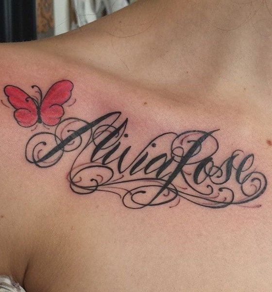 Name Collar Bone Tattoo