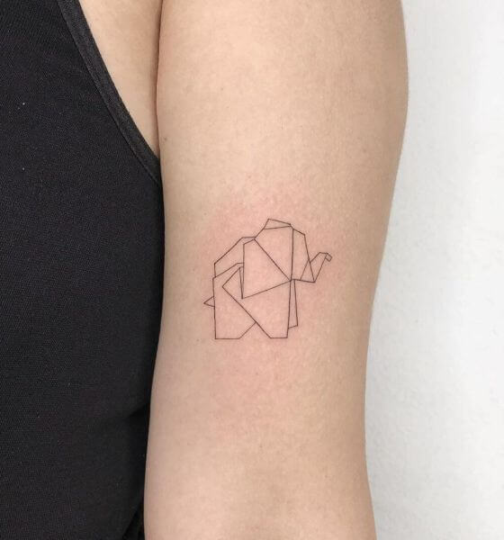 Origami Outline Elephant Tattoo