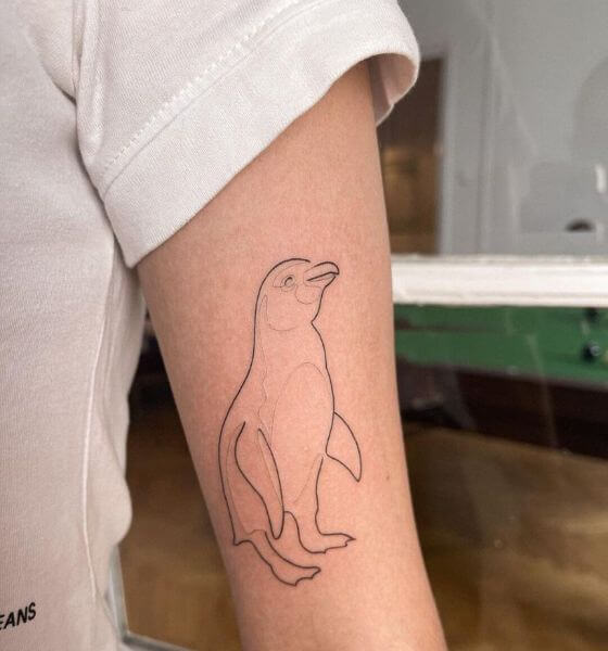 Outline Penguin Tattoo