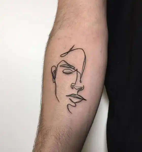 Outline Portrait Tattoo on Forearm